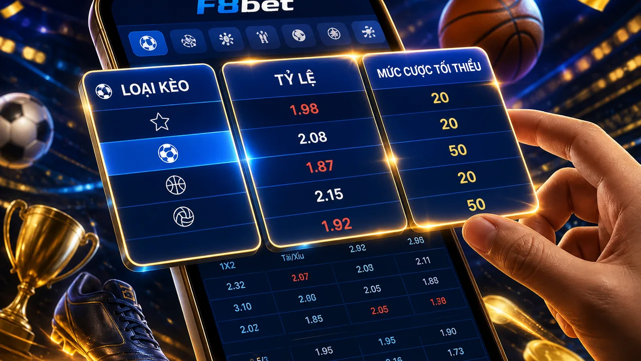 Đọc bảng kèo trên màn hình nhỏ: cách so sánh khuyến mãi cược thể thao F8bet trên điện thoại